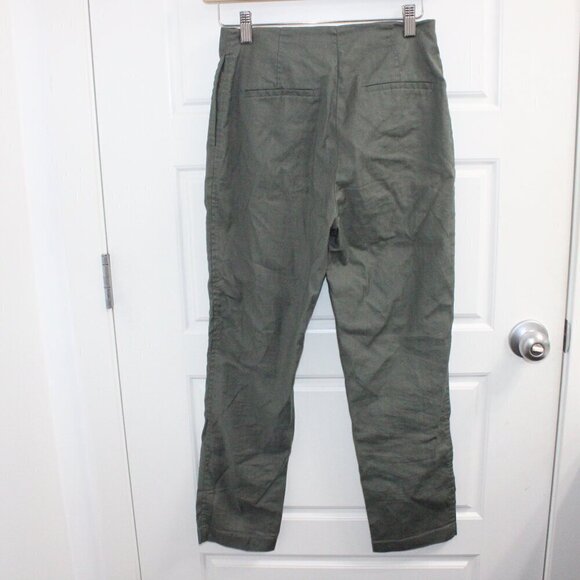 Aritzia Wilfred Free Linen Blend Slim Crop Pants Size 4 Green - Picture 2 of 3